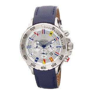   Mens N16553G NST Chronograph Flag Black Dial Watch Nautica Watches
