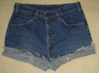 LEVIS Jeans VTG 70s HIGH WAISTED Waist CUT OFF Festival DENIM SHORTS 