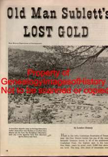 Guadalupe Gold Found By Old Ben Sublett + Genealogy  