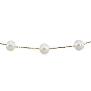  65769 14Ky Gold 8 09 11Mm White Freshwater Circle Pearl 