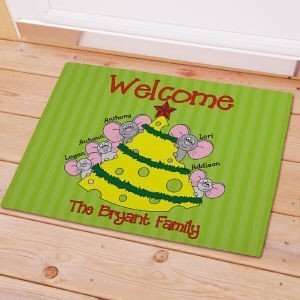  Personalized Christmas Doormat Mice Family Doormat