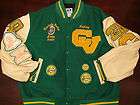VTG Mint Leather Wool Varsity Football Letterman Jacket Coat Green Big 