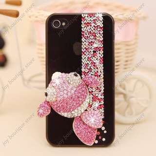 Bling 3D elegant pink fish crystal rhinestone Case Cover for Apple 