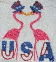 Pink Flamingo towel 4th of July USA towel  