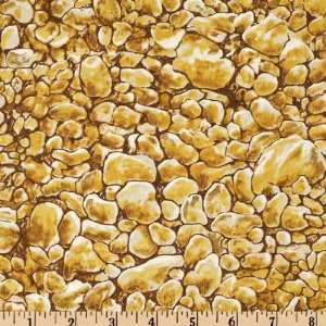  44 Wide Fabri Quilt Naturescapes Pebbles Gold Fabric By 