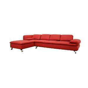  Misha Red Leather Modern Sectional Sofa