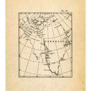 1906 Lithograph Antique Map Greenland Arctic Polar Cartography Baffin 