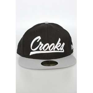 Black Crooks & Castles New Era Baseball Script Cap 59Fifty Fitted Hat