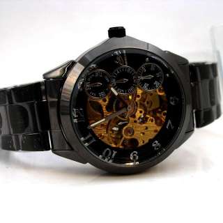   value black Automatic Skeleton Mechanical Mens wrist Watch JX11  