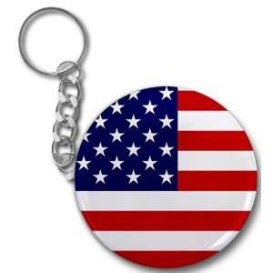  USA AMERICA World Flag 2.25 inch Button Style Key Chain 