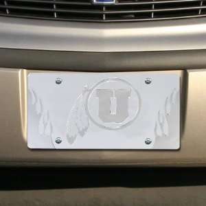   NCAA Utah Utes Satin Mirrored Flame License Plate