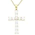 White Lab Created Sapphire and Gold Cross Pendant