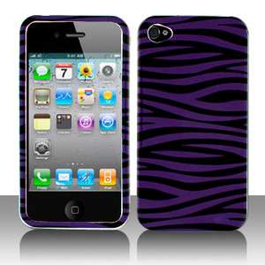 Purple Black Zebra Skin for Apple iPhone 4S Phone Cover Case  