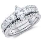    Men + Ladies Diamond Bridal Wedding Rings Set Bands White Gold