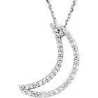   CleverSilvers 14K White Gold Diamond Crescent Moon Necklace 1/5 Ct Tw