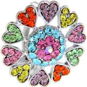  Reverse Multi Color Heart Burst Belly Ring Jewelry