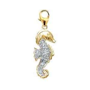  Seahorse, 14K White Gold Diamond Charm Jewelry