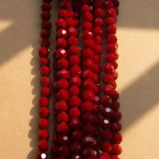 Porcelain red 6MM 50pcs Faceted Crystal Round Beads  
