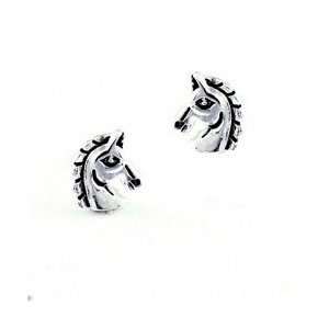  Silver Mini Classic Horse Head Post Earrings Arts, Crafts & Sewing