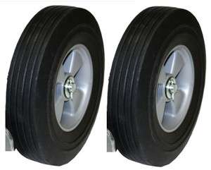 Set of 2 Hand Truck Tires Semi Pneumatic 10 x 2 3/4 Wheel with 5/8 