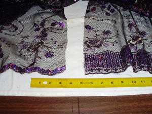 Black organza net embroider purple sequins 48w  