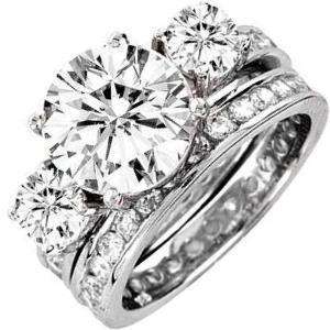 LADIES SIMULATED DIAMOND BRIDAL ENGAGEMENT RING SET SS  