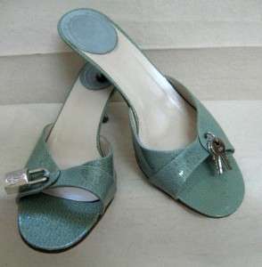 CHRISTIAN DIOR Light Blue Lock & Key Slide Shoes Sz 38  