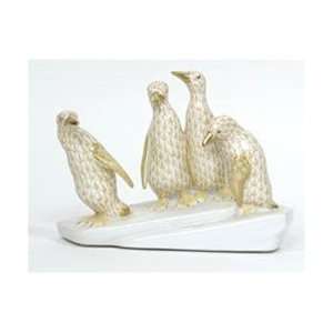 Herend Penguins on Ice Butterscotch Fishnet