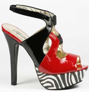   & Black Zebra High Heel Slingback Platform Dress Sandal 10 us  
