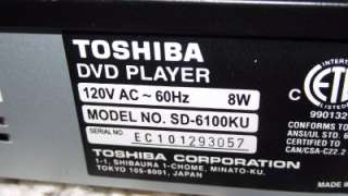 Toshiba SD 6100 1080p Upconverting DVD Player 3057 ASIS  