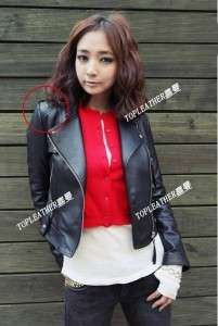 Women Premium Punk Bomber Motorcycle Faux PU Leather Jacket Short Coat