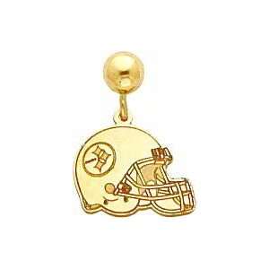  14K Pittsburgh Steelers Helmet Post Dangle Earrings 