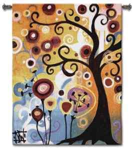WHIMSICAL TREE OF LIFE ART TAPESTRY WALL HANGING SMALL  