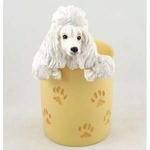  White Poodle Handpainted Pen and Pencil Cup Holder