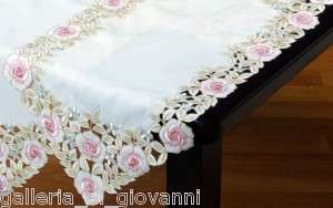 Pastel Beauty Lace Table Runner Doily Pink Rose 72 Flower Floral 
