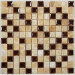   Cream/Beige Tranquil Series Polished Glass and Stone Tile   18190