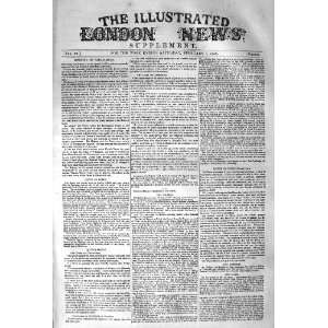    1852 PARLIAMENT SUPPLEMENT ILLUSTRATED LONDON NEWS