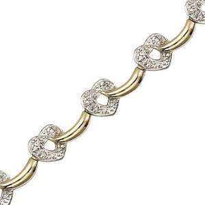  14K Yellow Gold 1/5 ct. Diamond Heart Bracelet Katarina Jewelry