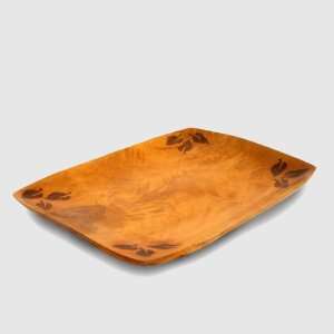   Mango Wood Serving Platter   Leaf Accent 