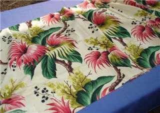 Vtg BARKCLOTH Fabric Tropicana Pattern Bold Floral Tropical 2+ yards 