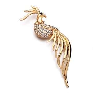    Pugster Clear Crystal Phoenix Golden Brooch Pugster Jewelry