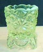 Vaseline Opalescent Glass Toothpick Daisy & Button 1930  