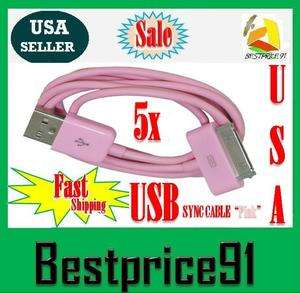 LOT PINK USB DATA SYNC CHARGER CABLES APPLE IPHONE IPOD  