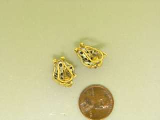   14K GOLD PANTHER DIAMOND SAPPHIRE RUBY VINTAGE EARRINGS AP  