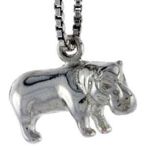    Sterling Silver Hippopotamus Pendant, 5/8 in. (16mm) wide Jewelry