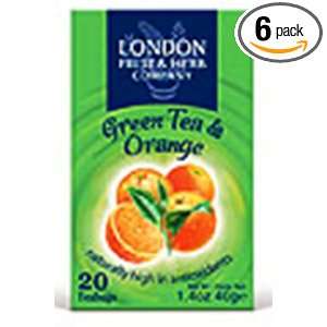 London Fruit and Herb Company Green Tea, Orange, 20 count (Pack of 6 
