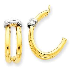  Double J Hoop Earrings Jackets in 14k Two tone Gold 