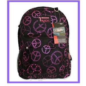  Track Pink Colored Peace Signs Backpack School Bag 16.5 