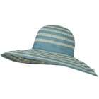 e4Hats Striped Sewn Braid Ribbon Wide Brim Hat   Green