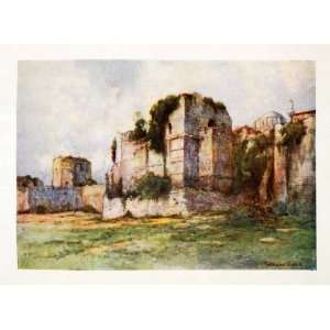   Istanbul Turkey Constantinople Fortification   Original Color Print